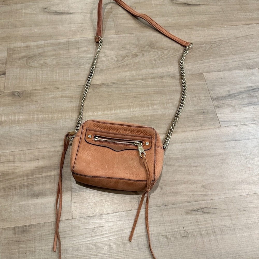Rebecca Minkoff Women's Avery Crossbody Purse Small Tan Leather Chain Strap